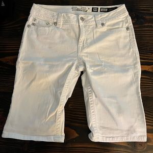 Miss Me White Bermuda Shorts